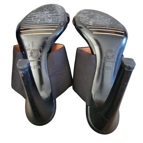 Dries Van Noten Heeled Sandals Sz 38.5 Black Leather Tassle Curved Heels - Picture 3 of 7